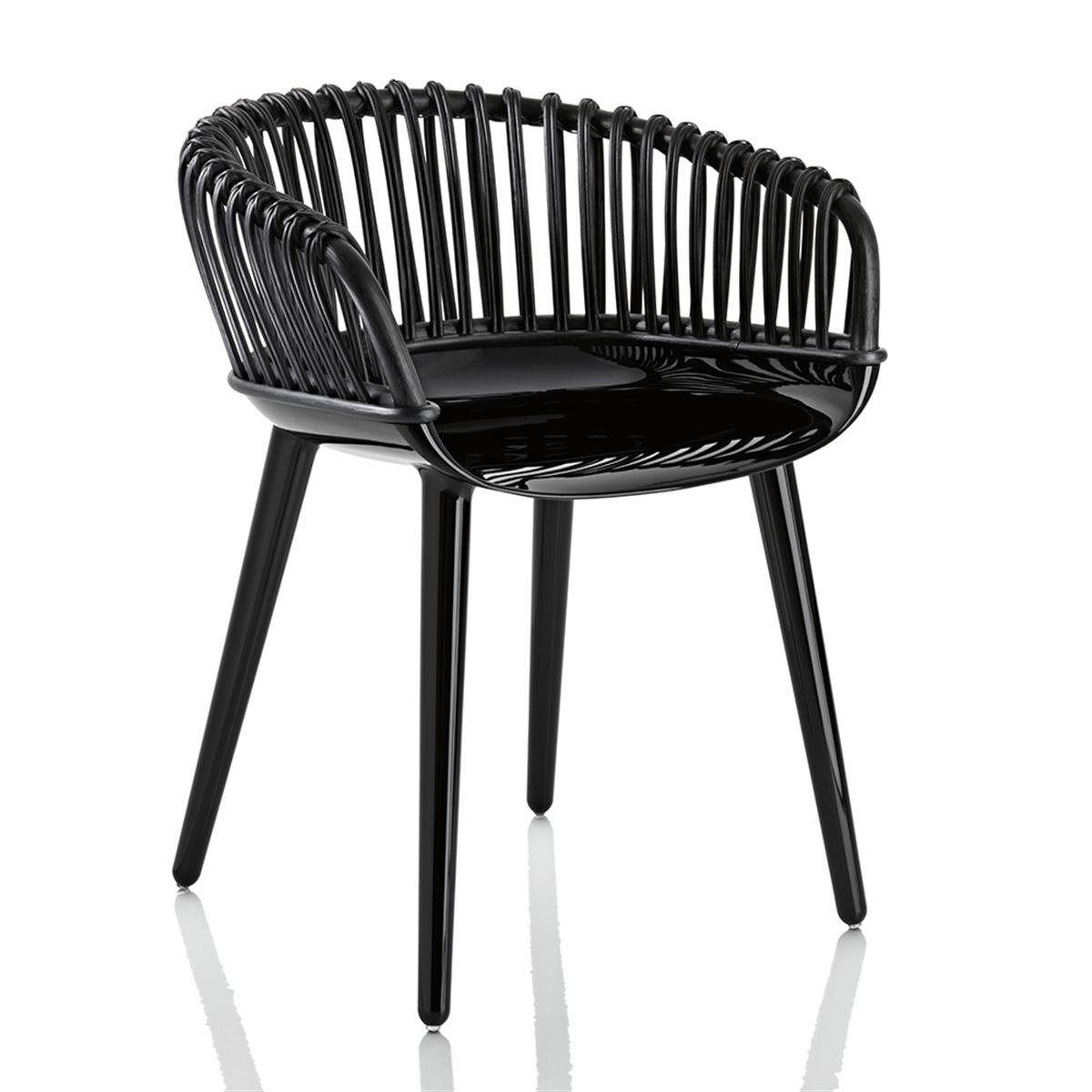 Cyborg Kollu Sandalye-Glossy Black (1763C)-Back Wicker Black