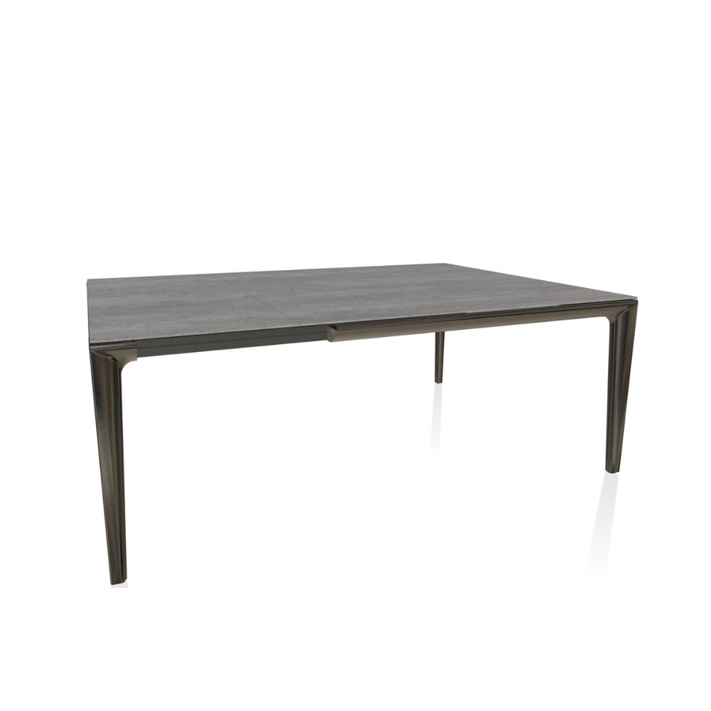 Duke Yemek Masası-(140-200)-Legs Lacq Natural Silver (M326)-Frame Lacq Natural Silver (M326)-Top Savoia Grey (CR006A)