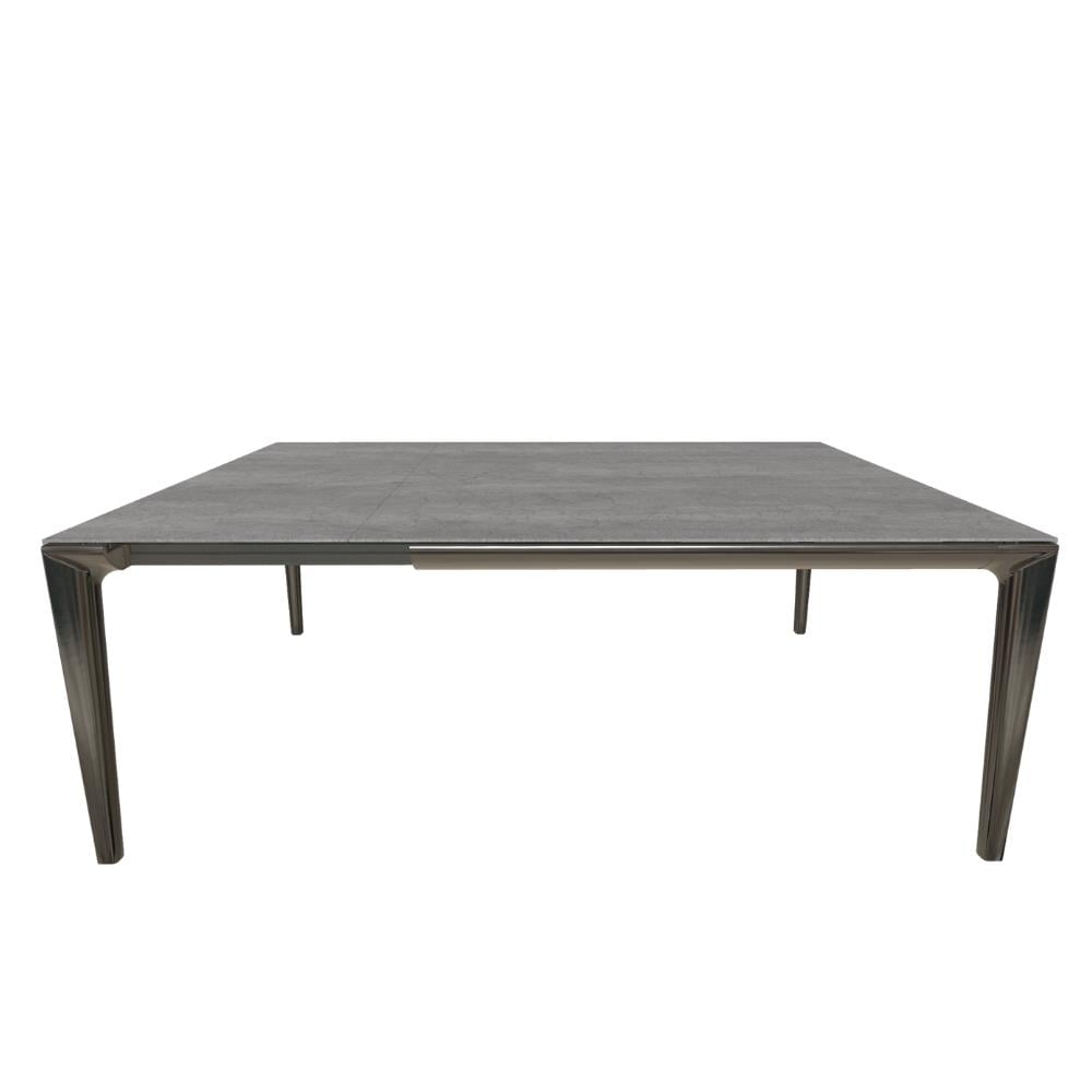 Duke Yemek Masası-(140-200)-Legs Lacq Natural Silver (M326)-Frame Lacq Natural Silver (M326)-Top Savoia Grey (CR006A)