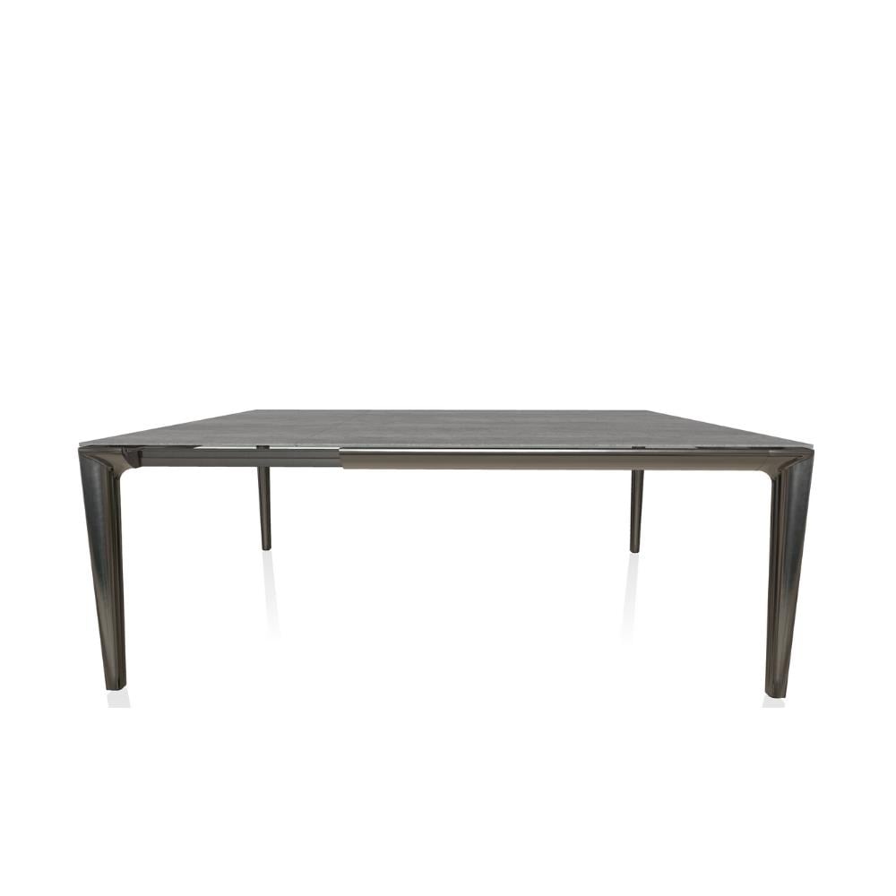 Duke Yemek Masası-(140-200)-Legs Lacq Natural Silver (M326)-Frame Lacq Natural Silver (M326)-Top Savoia Grey (CR006A)