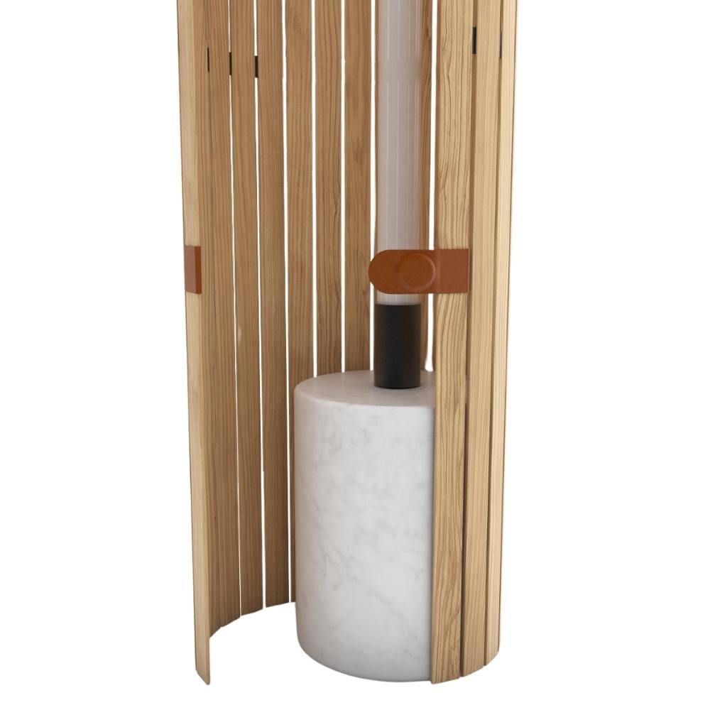 Eclosion Yer Lambası-Pine slats -White Marble