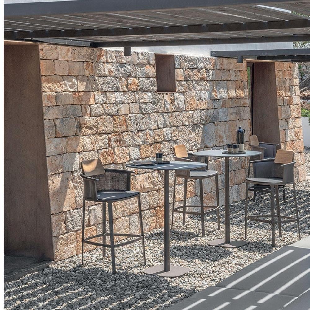 Enjoy Bar Masası (70)-Tabla Stone Grey-İskelet Warmgrey