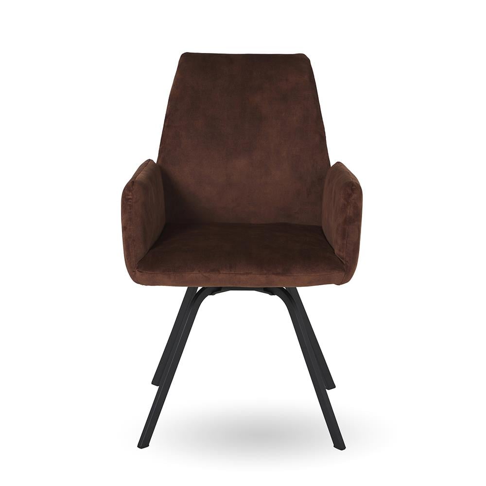 Ergo Kollu Yemek Sandalyesi-Fabric Adore (315) Coffee (3216)-Base Blended Steel