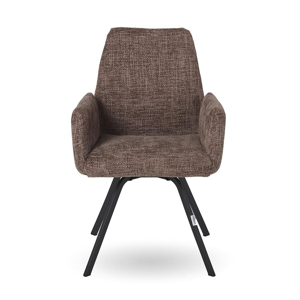 Ergo Kollu Yemek Sandalyesi-Fabric Regenade (410) Wood (3521)-Base Matt Black