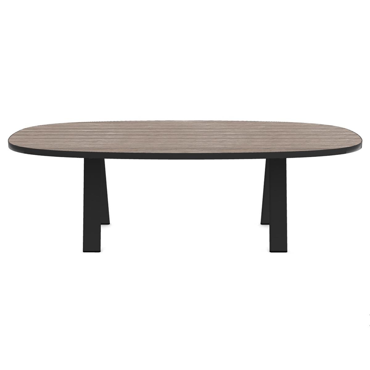 Esedra Oval Masa (240)-Ayak Dark Grey-Tabla Pickled Teak