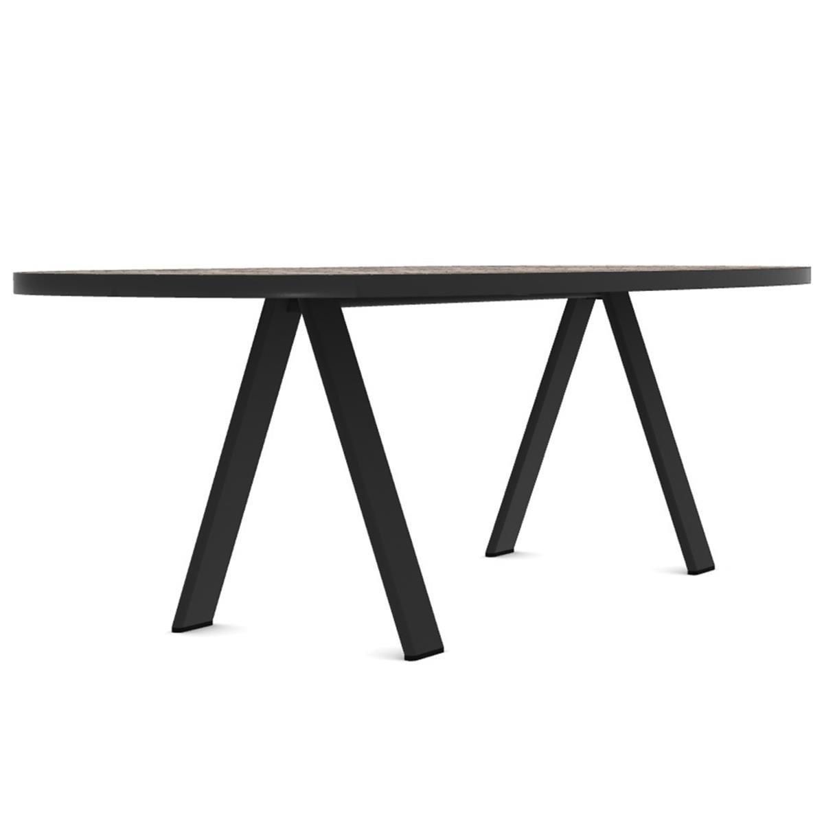 Esedra Oval Masa (240)-Ayak Dark Grey-Tabla Pickled Teak