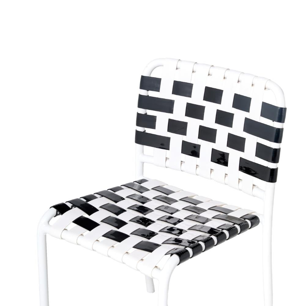 InOut 823 Kolsuz Sandalye-İstiflenebilir Aluminyum İskelet: Beyaz + Sırt Ve Oturum Yeri: Siyah/Beyaz Elastık Şeritli Dokuma