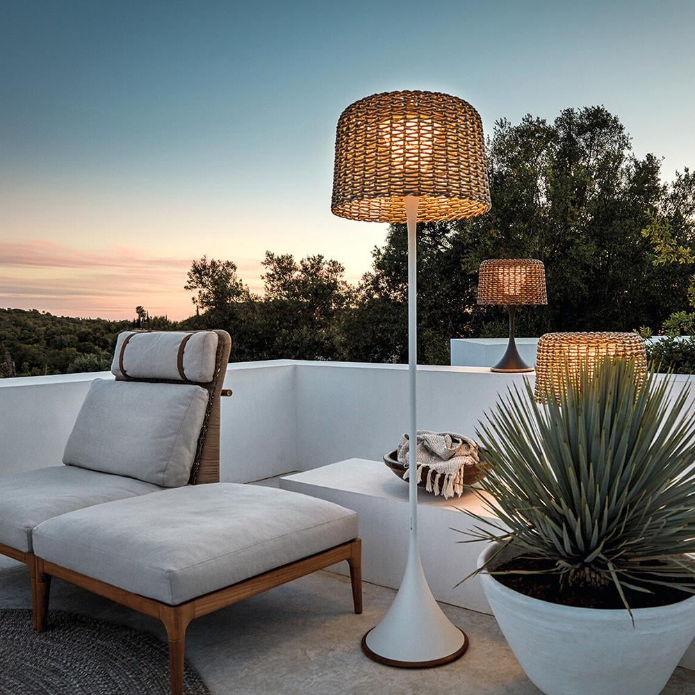 Ambient Mesh Floor Lamp-Woven Wicker-LED-(Excluding Remote Control)-White/Sorrel