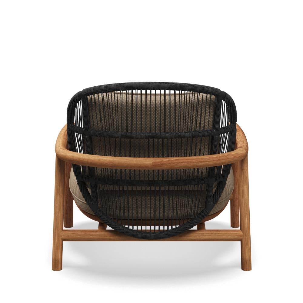 Fern Alçak Sırtlı Tekli Koltuk-İskelet Natural Teak-Meteor Raven-(Sunbrella Minder Dahil)