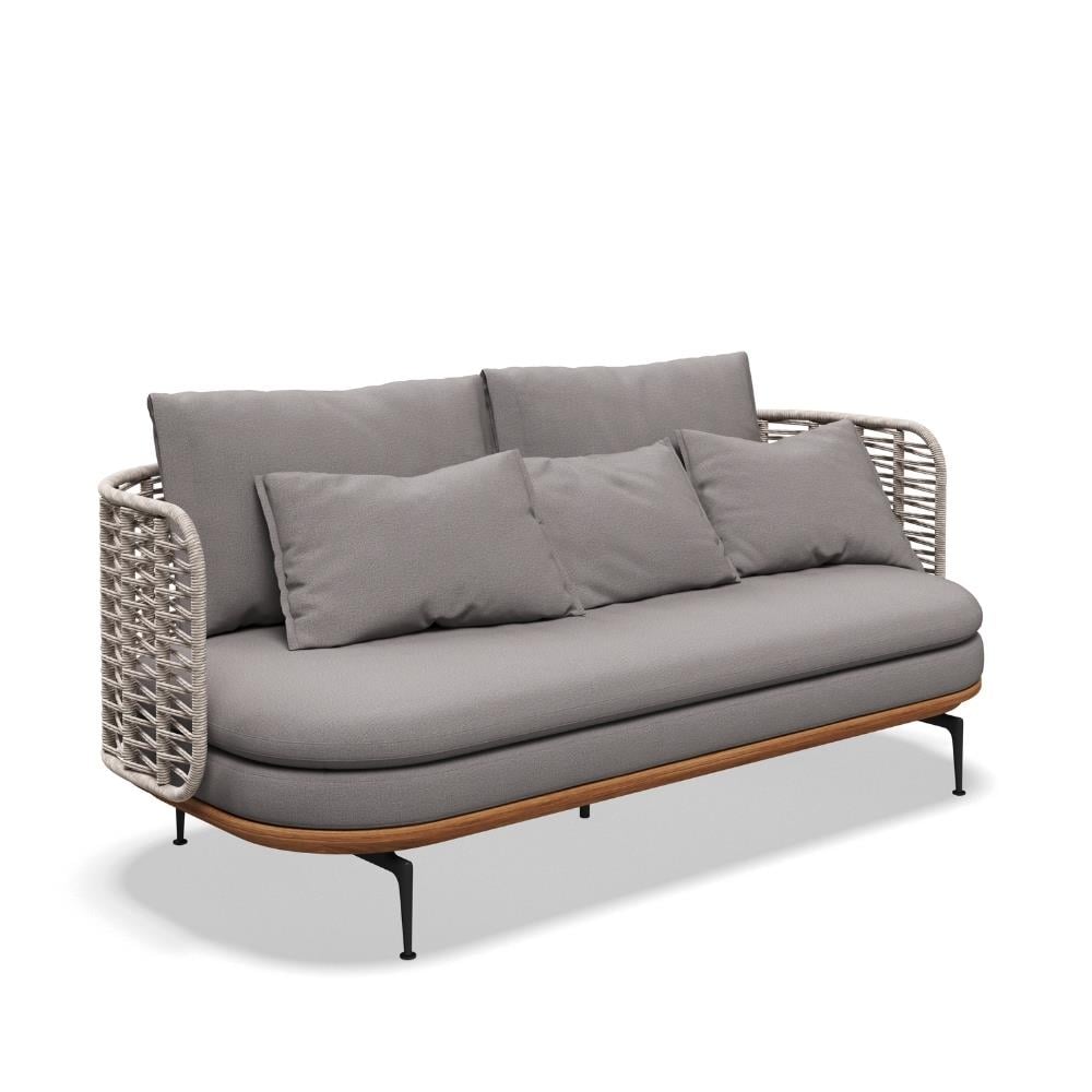 Mistral Alçak Sırtlı Kanepe-İskelet Meteor-Natural Teak-Koala Wicker (Sunbrella Minder Dahil)