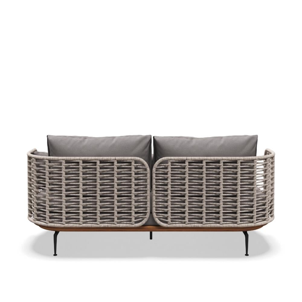 Mistral Alçak Sırtlı Kanepe-İskelet Meteor-Natural Teak-Koala Wicker (Sunbrella Minder Dahil)