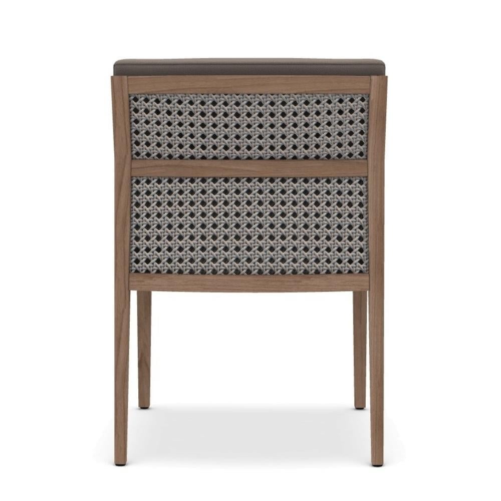 Grand Life Kollu Yemek Sandalye-Teak-Rope Light Grey