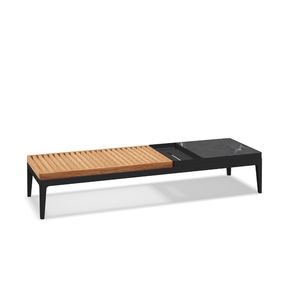 Grid Orta Sehpa-Frame Meteor-Top Nero Ceramic-Teak