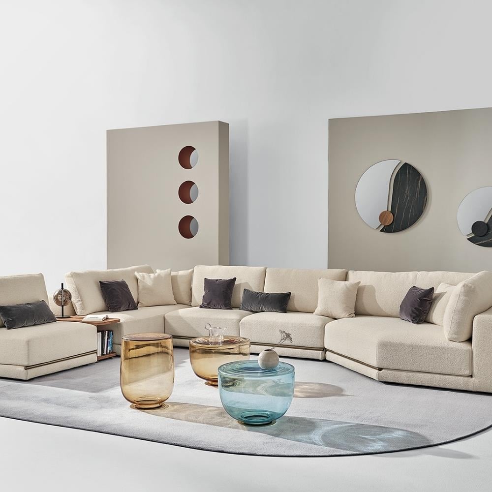 H2O Yan Sehpa (50)-Frame Lacquered Dark Brass (M028)-Vetro Amber (V006)