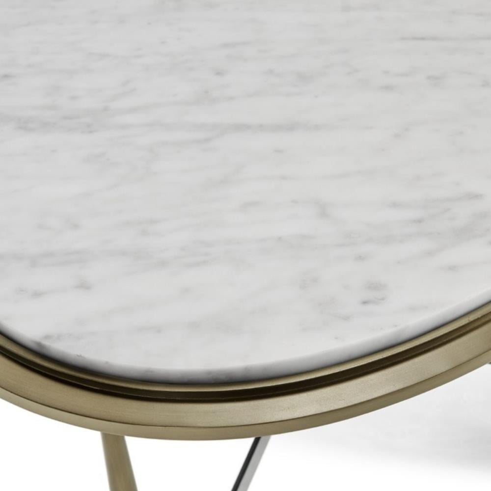 Hamilton Oval Orta Sehpa-Finish-Stp-75-1 (Dark Gun Metal)-  Carrara Marble