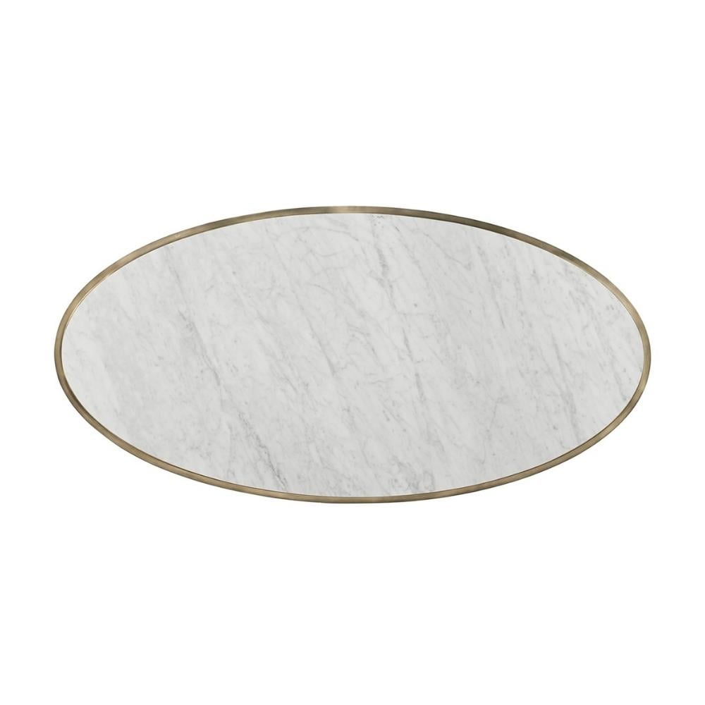 Hamilton Oval Orta Sehpa-Finish-Stp-75-1 (Dark Gun Metal)-  Carrara Marble