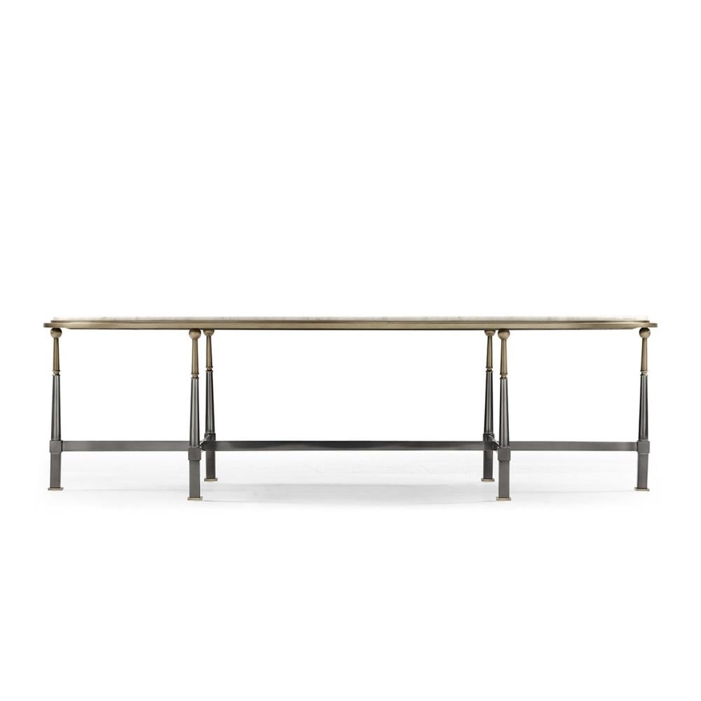 Hamilton Oval Orta Sehpa-Finish-Stp-75-1 (Dark Gun Metal)-  Carrara Marble