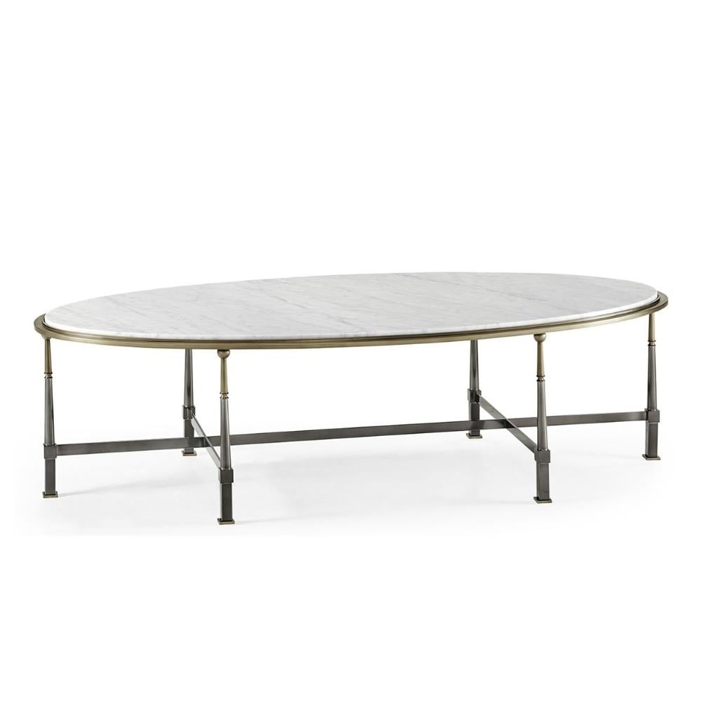 Hamilton Oval Orta Sehpa-Finish-Stp-75-1 (Dark Gun Metal)-  Carrara Marble