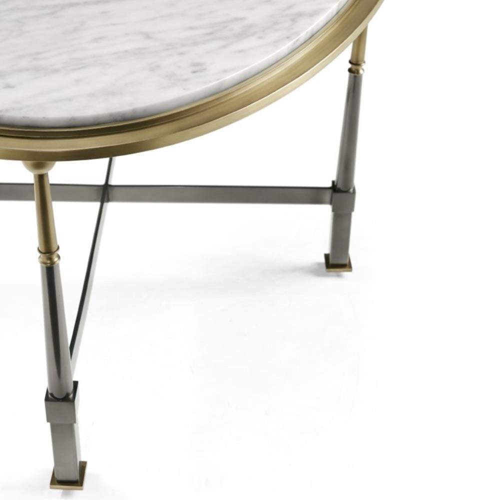 Hamilton Oval Orta Sehpa-Finish-Stp-75-1 (Dark Gun Metal)-  Carrara Marble