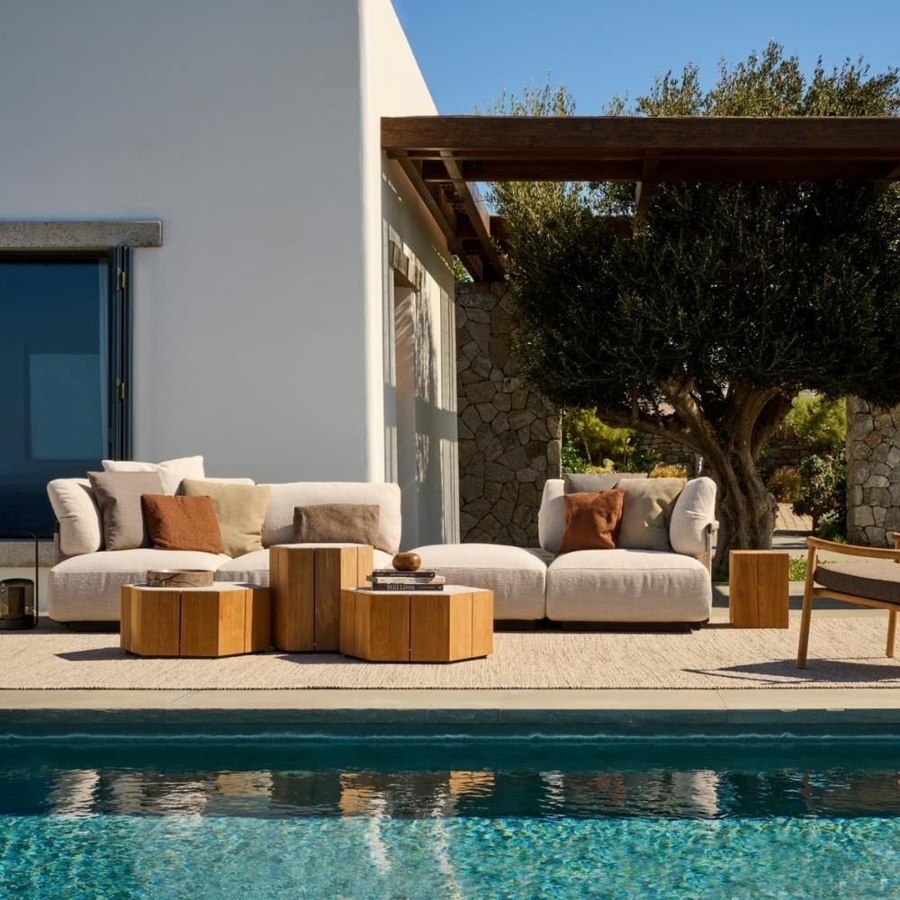 Hexagon Teak  Orta Sehpa - Top Linen (L10) - 69 cm