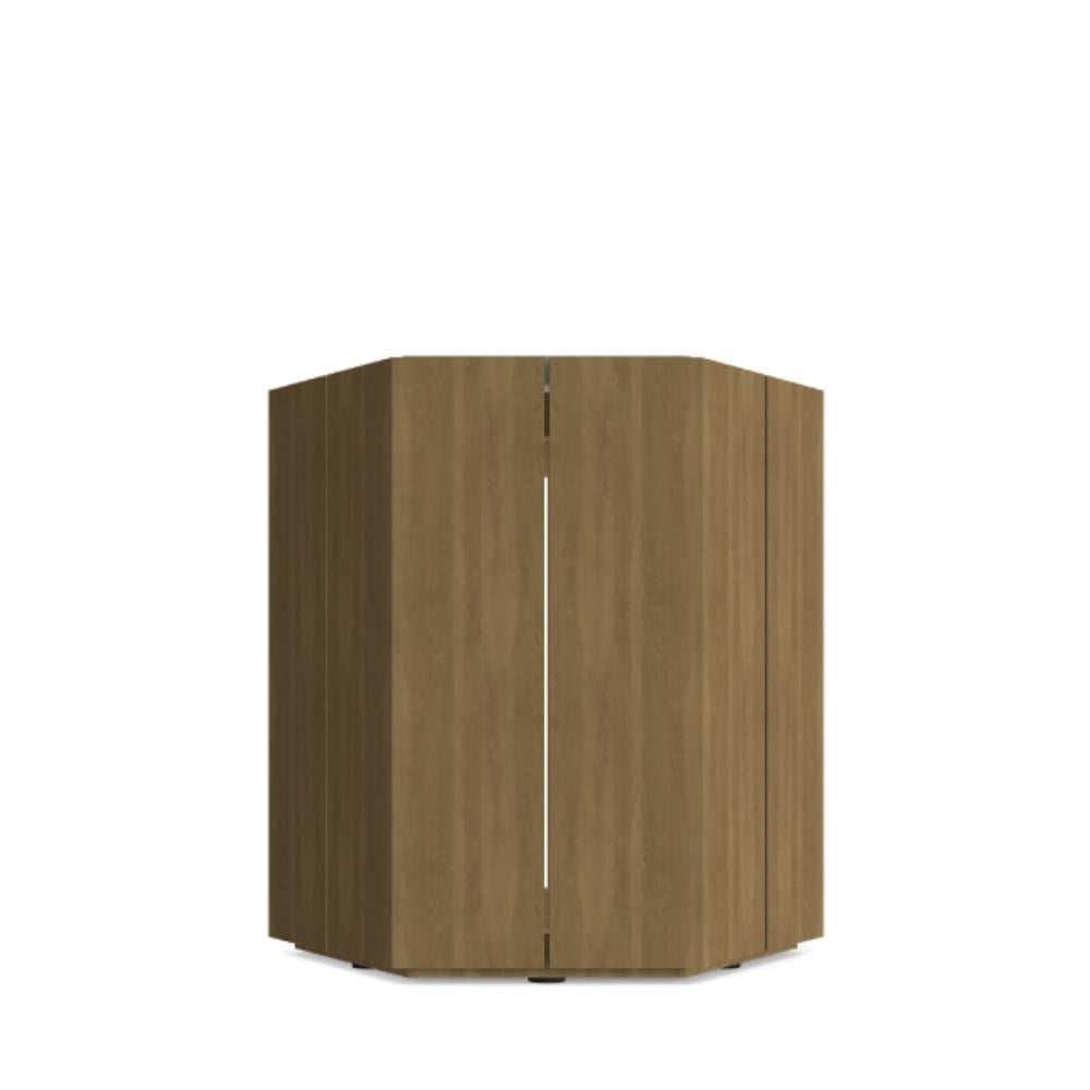 Hexagon Teak Yan Sehpa -Top Linen (L10) -50 cm