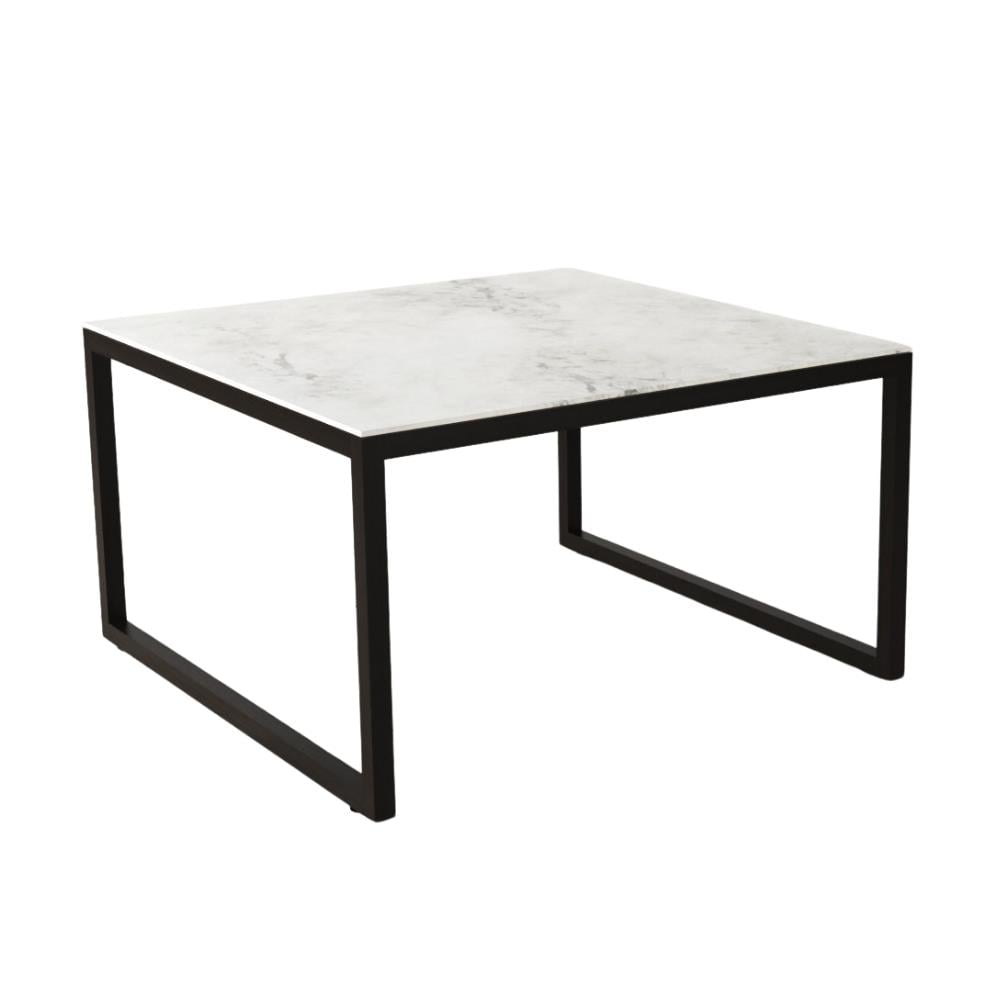 Iso Orta Sehpa - Top ın whıte marble-effect ceramıc stoneware/Base ın black staıned ash