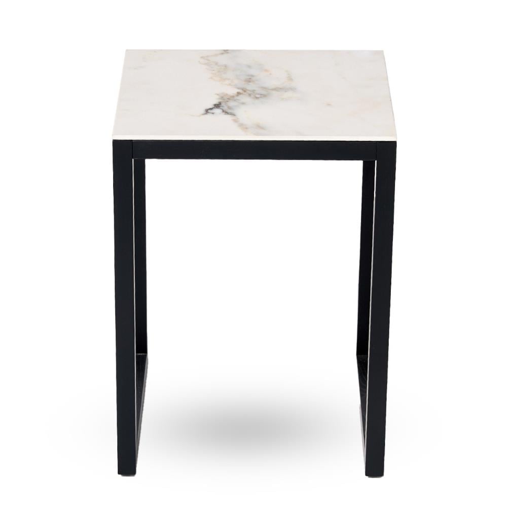 Iso Yan Sehpa - Top ın whıte marble-effect ceramıc stoneware/Base ın black staıned ash