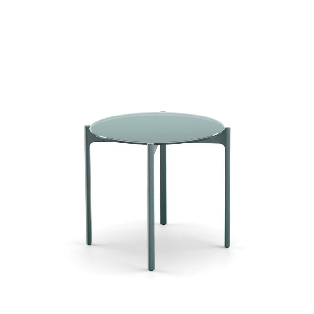 Izon Yuvarlak Yan Sehpa (54)-İskelet Nori-Tabla Glass Nori