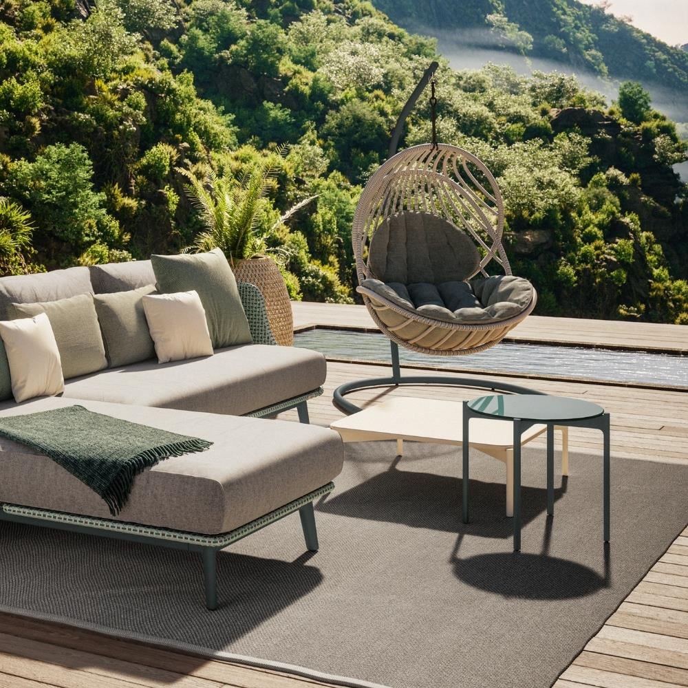 Izon Yuvarlak Yan Sehpa (54)-İskelet Nori-Tabla Glass Nori