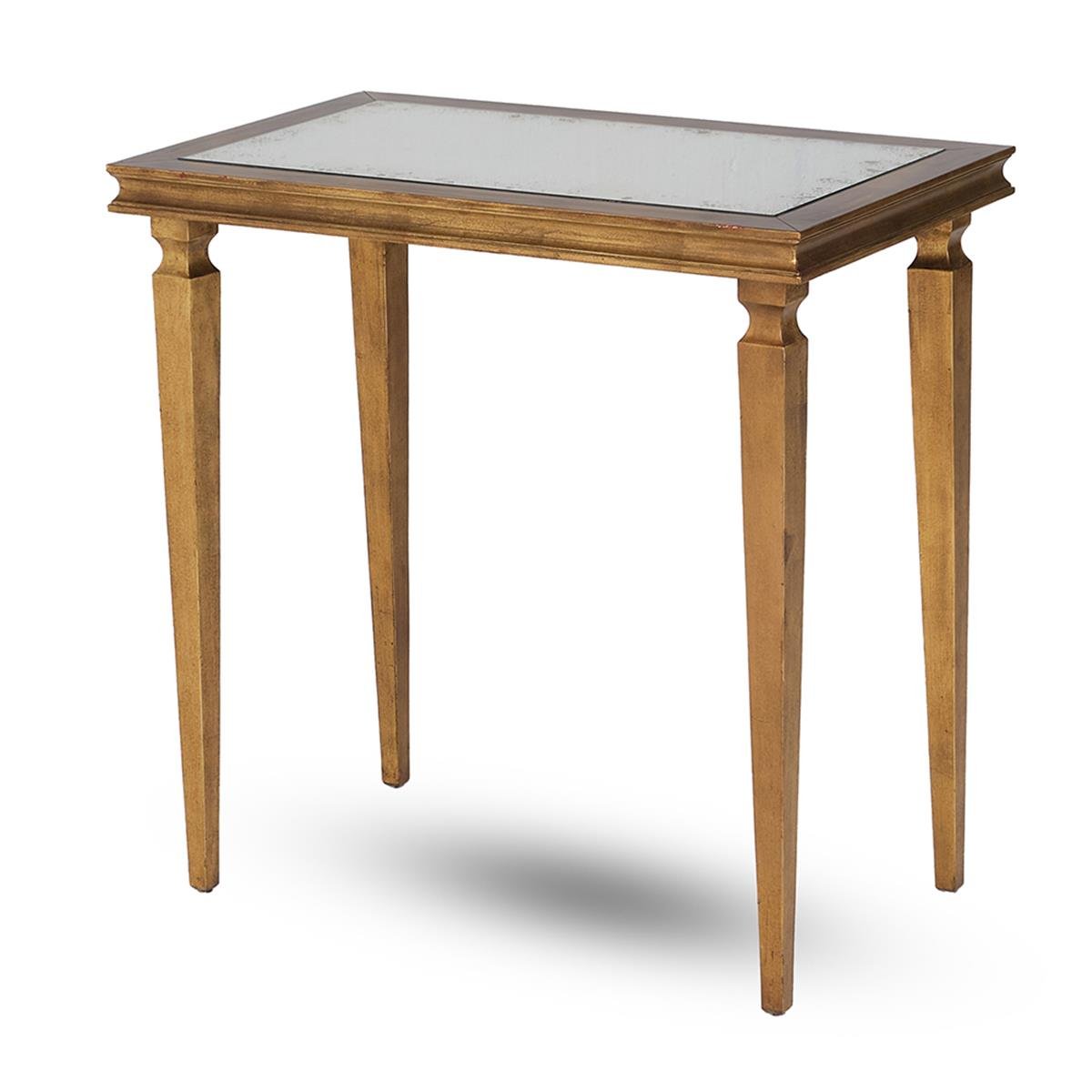 Jc Modern-Luxe Dikdörtgen Masa(Altın)-Finish-Pai-21 (Gilded Iron) -Antiqued Ayna Yüzey