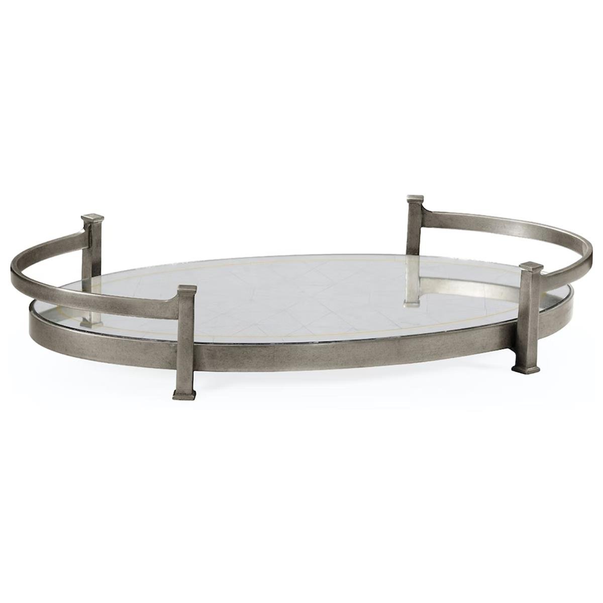 Jc Modern-Luxe Oval Tepsi - Finish-Pai-26-1 (Gilded Antique Silver-leaf)