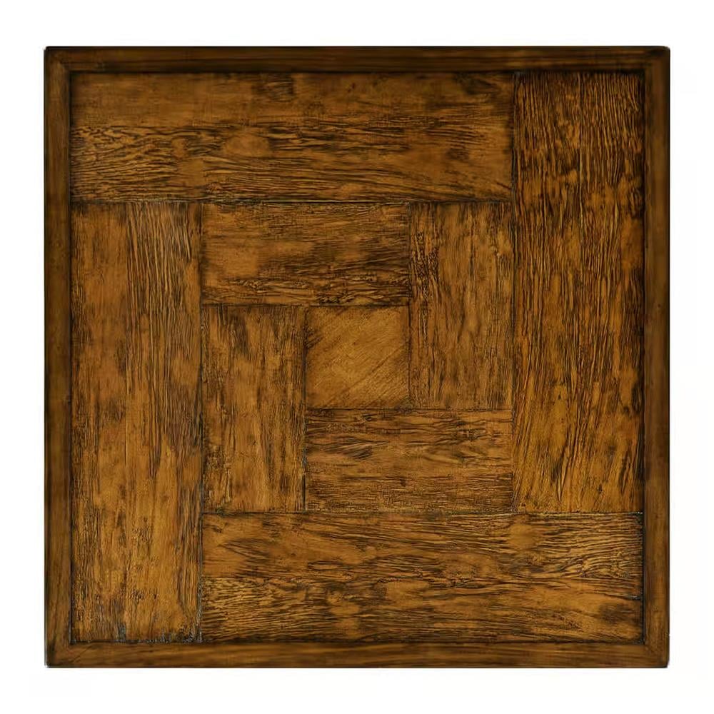 Jc Edited-Casualy Country Kare Orta Sehpa - Bronz Ayaklı - Finish-Wal-16 (Country Farmhouse Walnut)