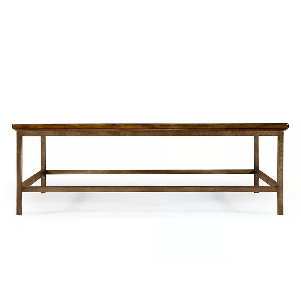 Jc Edited-Casualy Country Kare Orta Sehpa - Bronz Ayaklı - Finish-Wal-16 (Country Farmhouse Walnut)