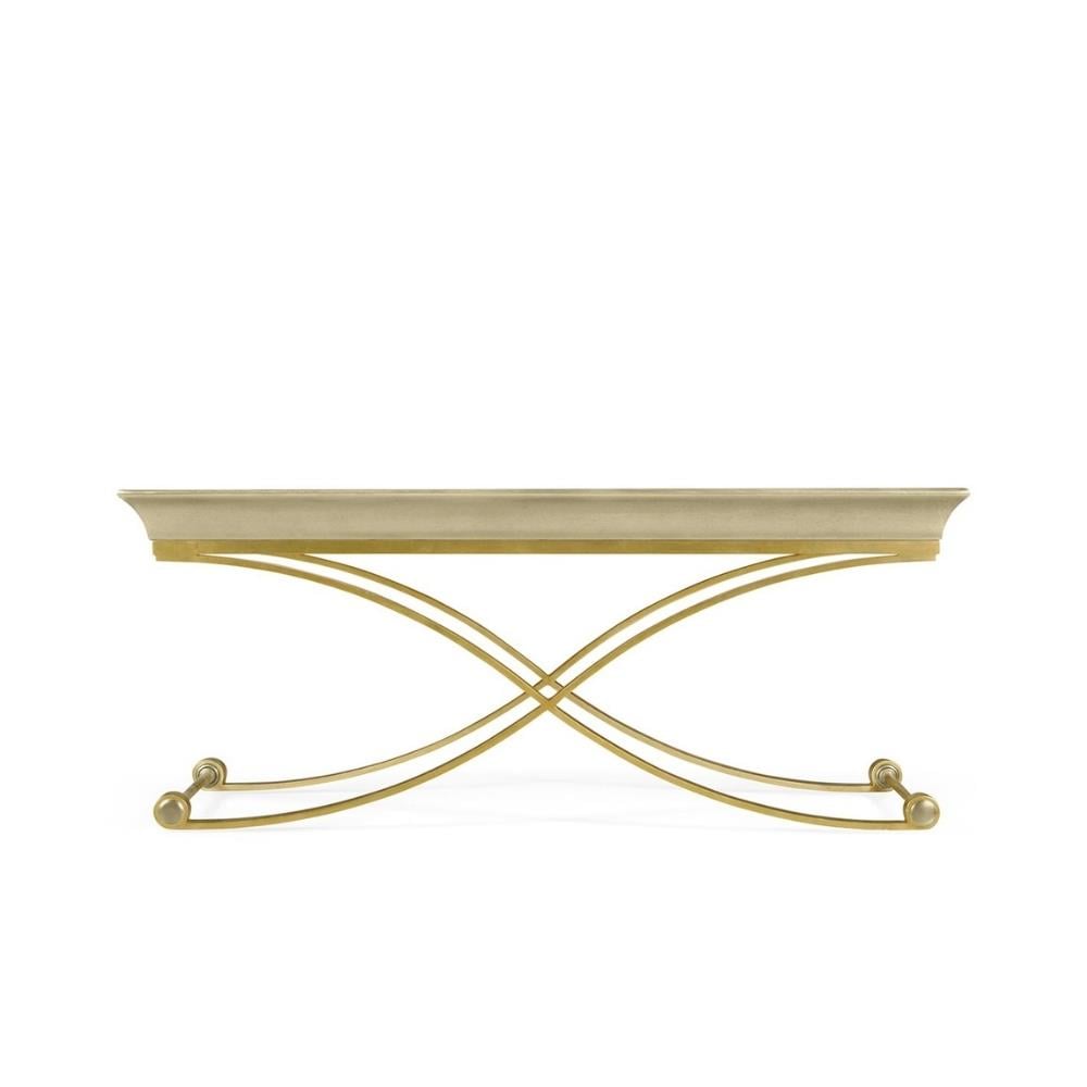Jonathan Charles Jc Modern Eclectic Églomisé Silver Orta Sehpa