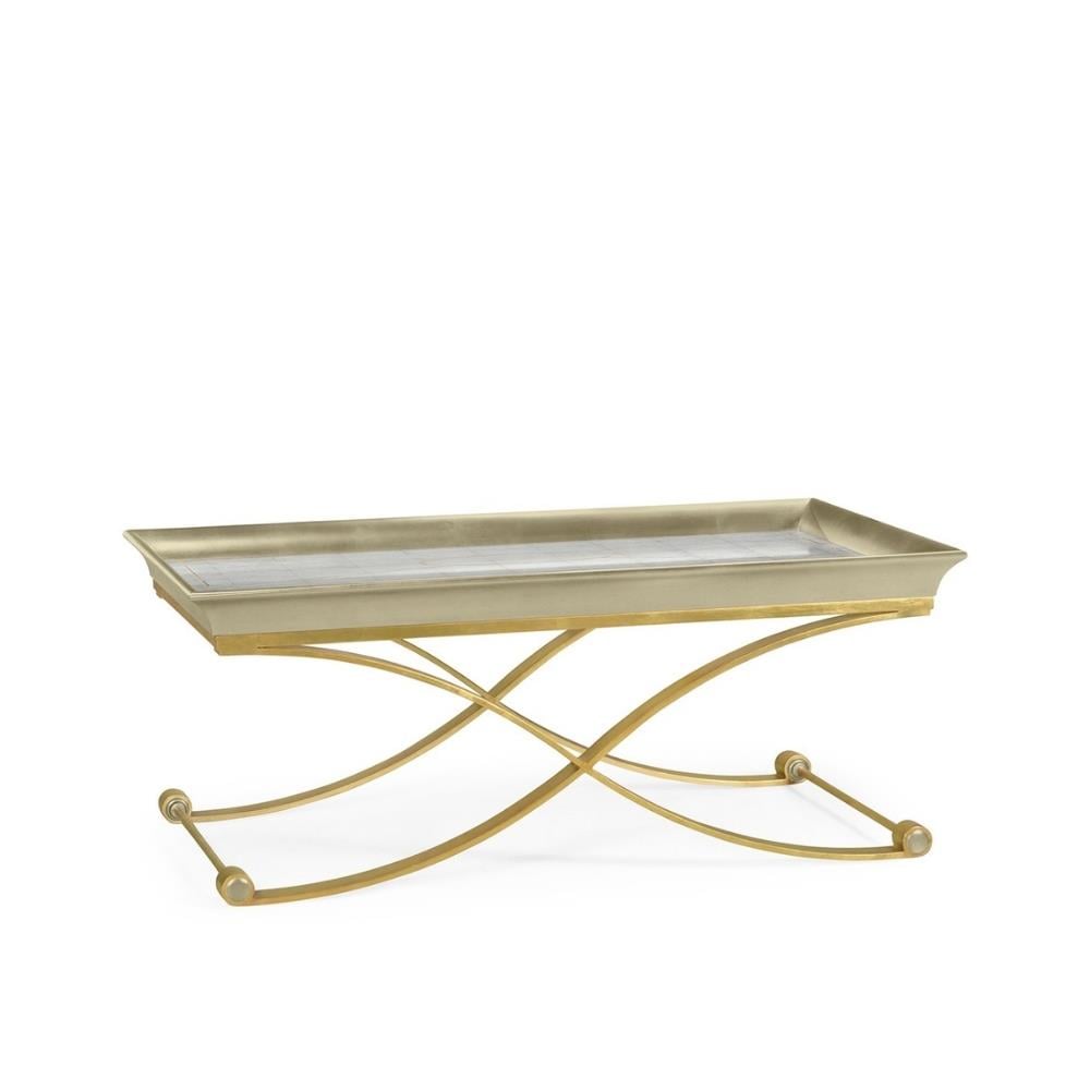 Jonathan Charles Jc Modern Eclectic Églomisé Silver Orta Sehpa