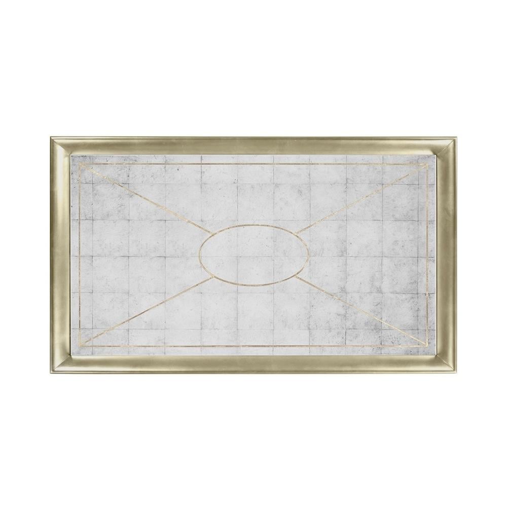 Jonathan Charles Jc Modern Eclectic Églomisé Silver Orta Sehpa