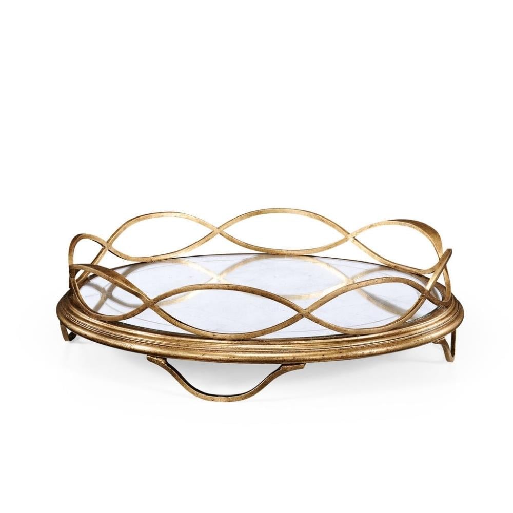 Jonathan Charles Modern Luxe Gilded Iron Round Tray