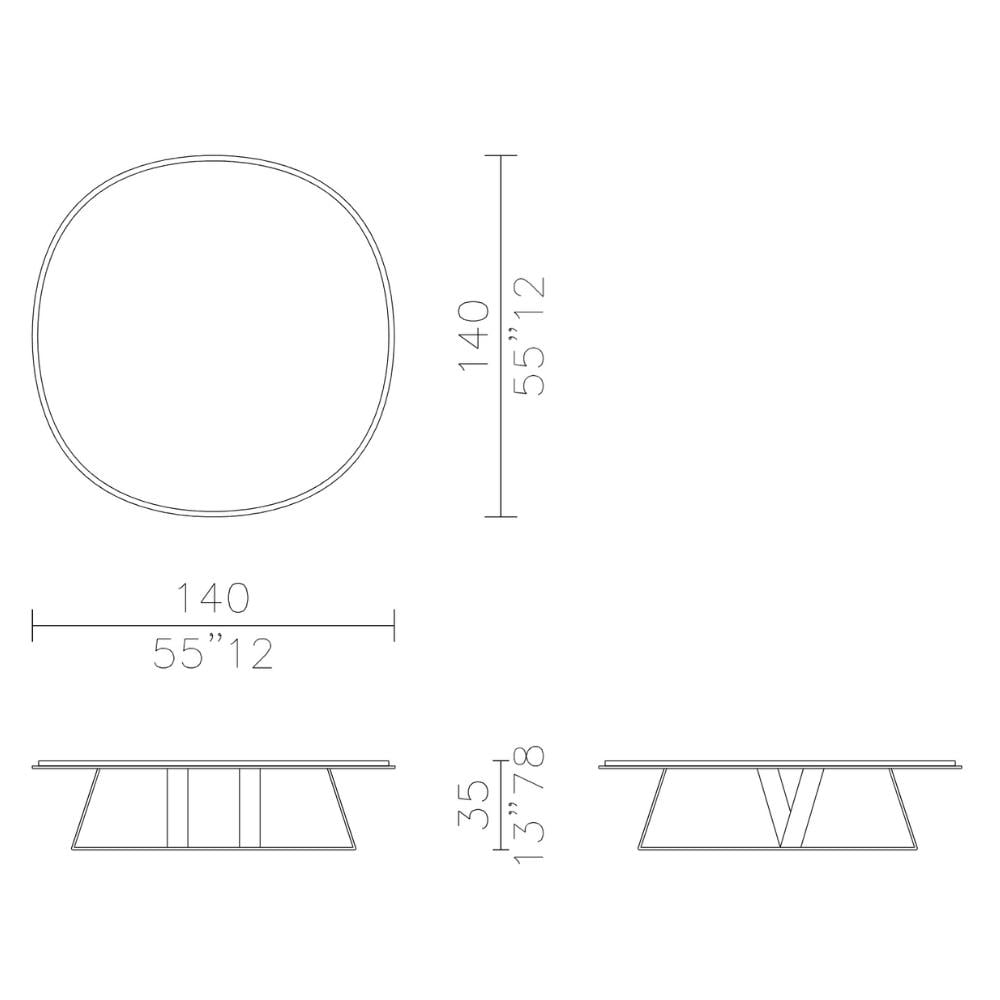 Judd Orta Sehpa (140)-Base Bronzed Brass - Top Glossy Brick Lacquer