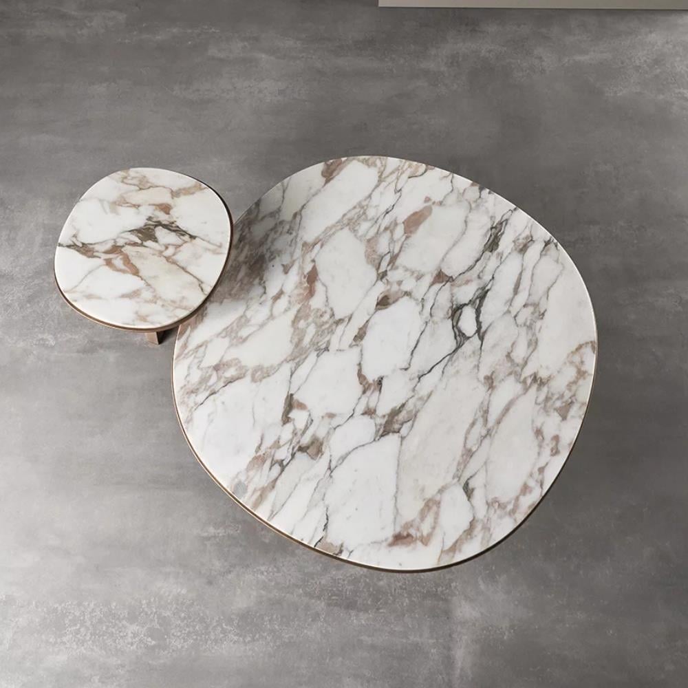 Judd Orta Sehpa (140)-Base Bronzed Brass - Top Glossy Brick Lacquer