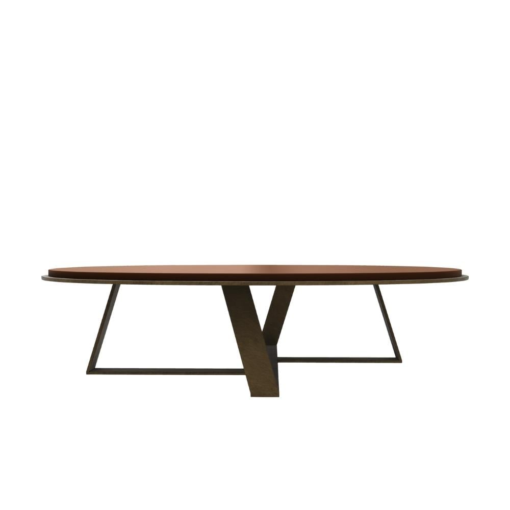 Judd Orta Sehpa (140)-Base Bronzed Brass - Top Glossy Brick Lacquer