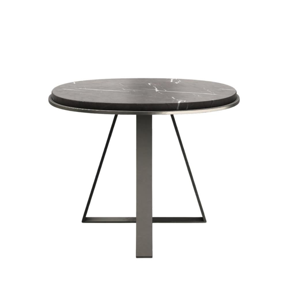 Judd Yan Sehpa (60)-Base Varnıshed Platinium-Top Glossy Grey Stone Marble