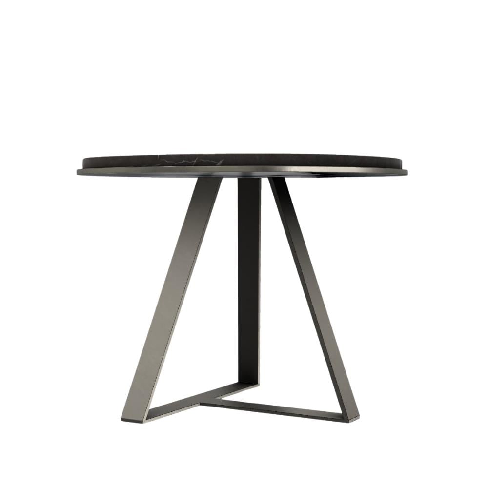 Judd Yan Sehpa (60)-Base Varnıshed Platinium-Top Glossy Grey Stone Marble