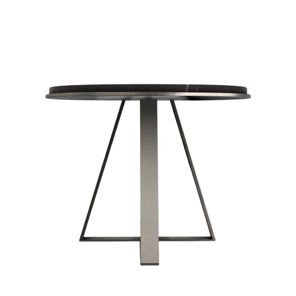 Judd Yan Sehpa (60)-Base Varnıshed Platinium-Top Glossy Grey Stone Marble