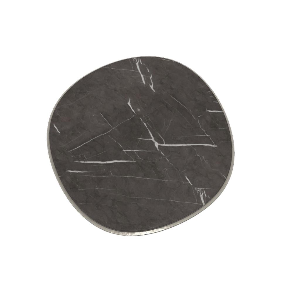 Judd Yan Sehpa (60)-Base Varnıshed Platinium-Top Glossy Grey Stone Marble