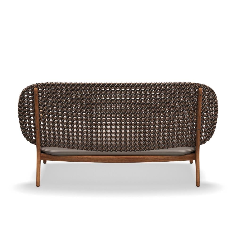 Kay Alçak Sırtlı İkili Kanepe-Brindle Wicker- Natural Teak-(Sunbrella Minder Dahil)
