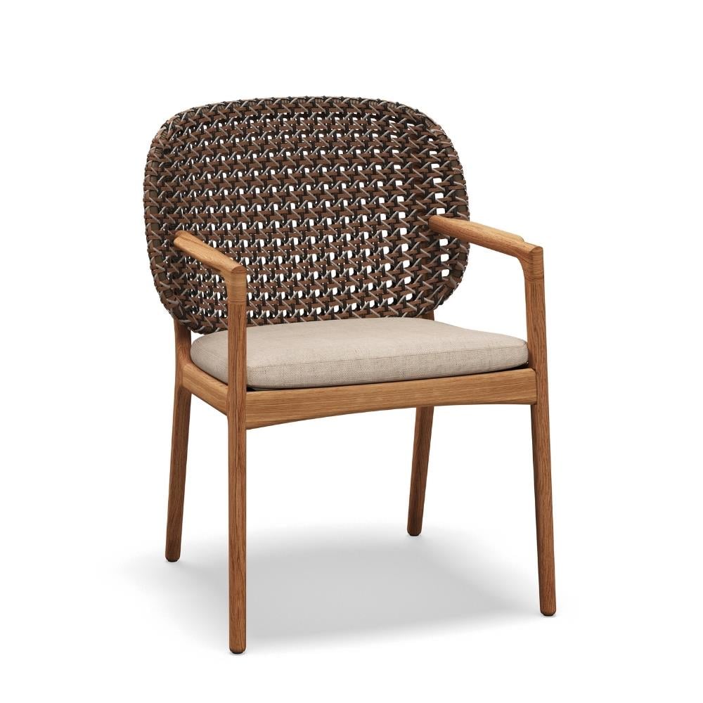 Kay Kollu Sandalye-İskelet Natural Teak-Brindle Örgü (Sunbrella Minder Dahil)
