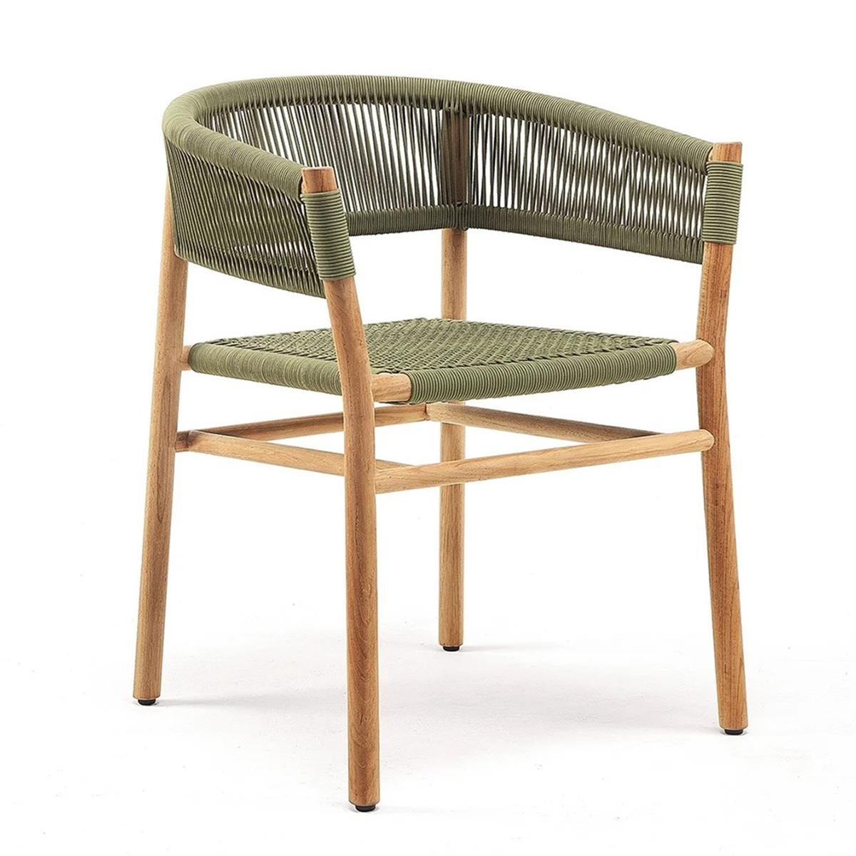 Kilt Kollu Yemek Sandalye-İskelet Teak- Rope Olive Green