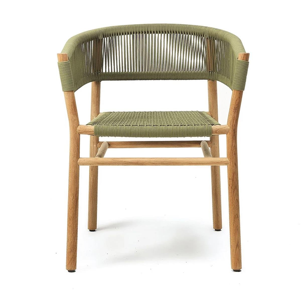 Kilt Kollu Yemek Sandalye-İskelet Teak- Rope Olive Green