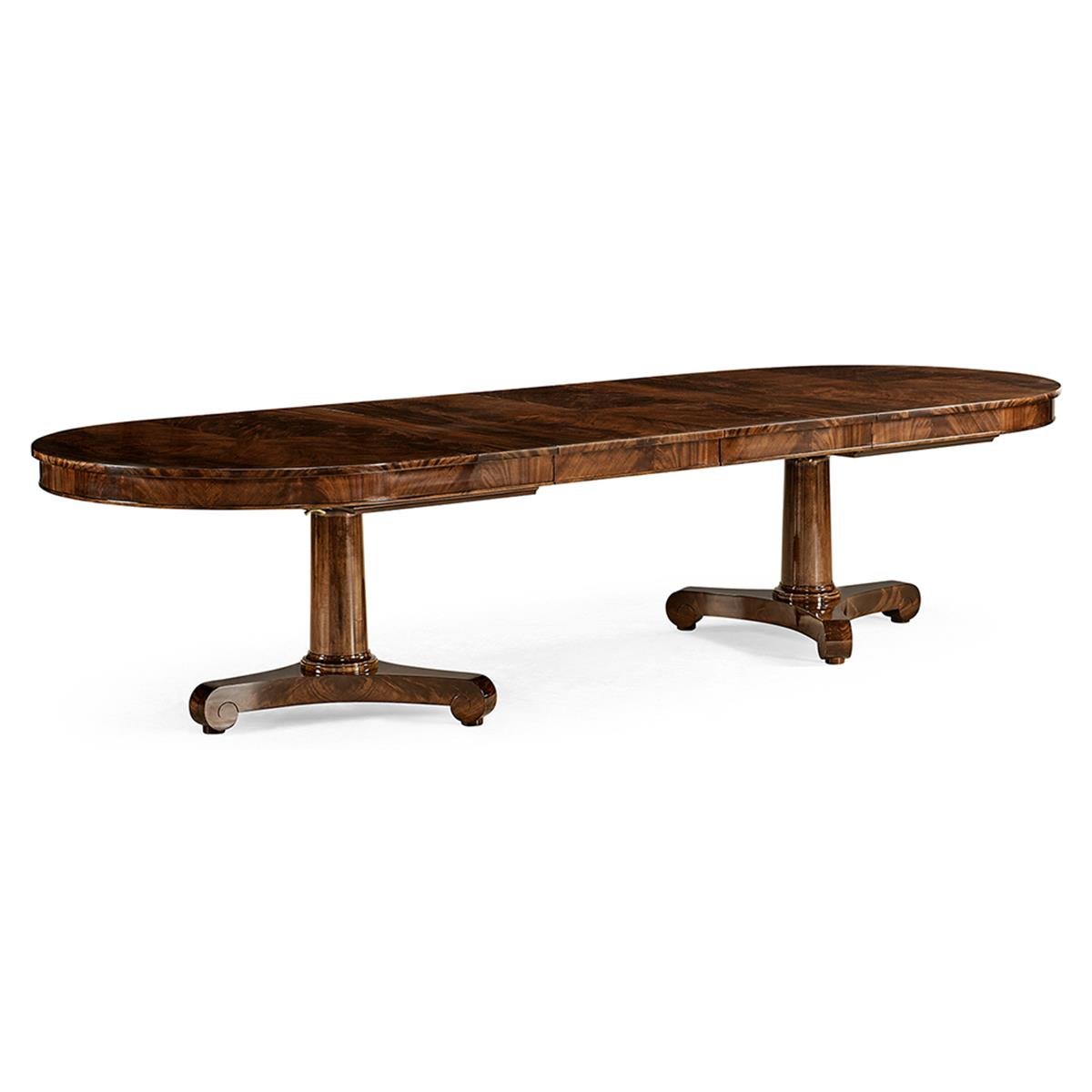 Knightsbridge Oval Yemek Masası - Çift Açılır - Biedermeier Style - Finish-Mah-04-2 (Antique Mahogany Brown - High Lustre)