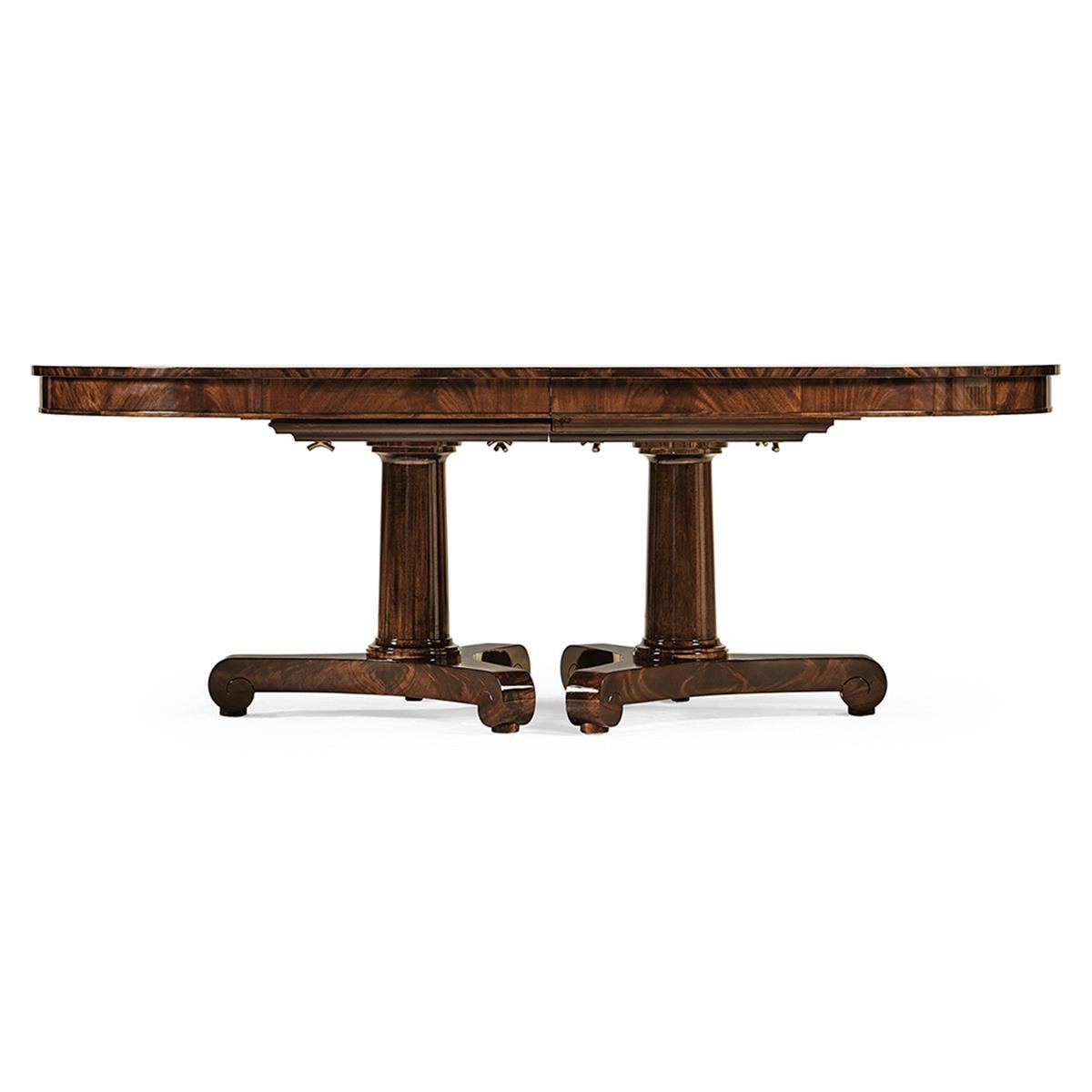 Knightsbridge Oval Yemek Masası - Çift Açılır - Biedermeier Style - Finish-Mah-04-2 (Antique Mahogany Brown - High Lustre)